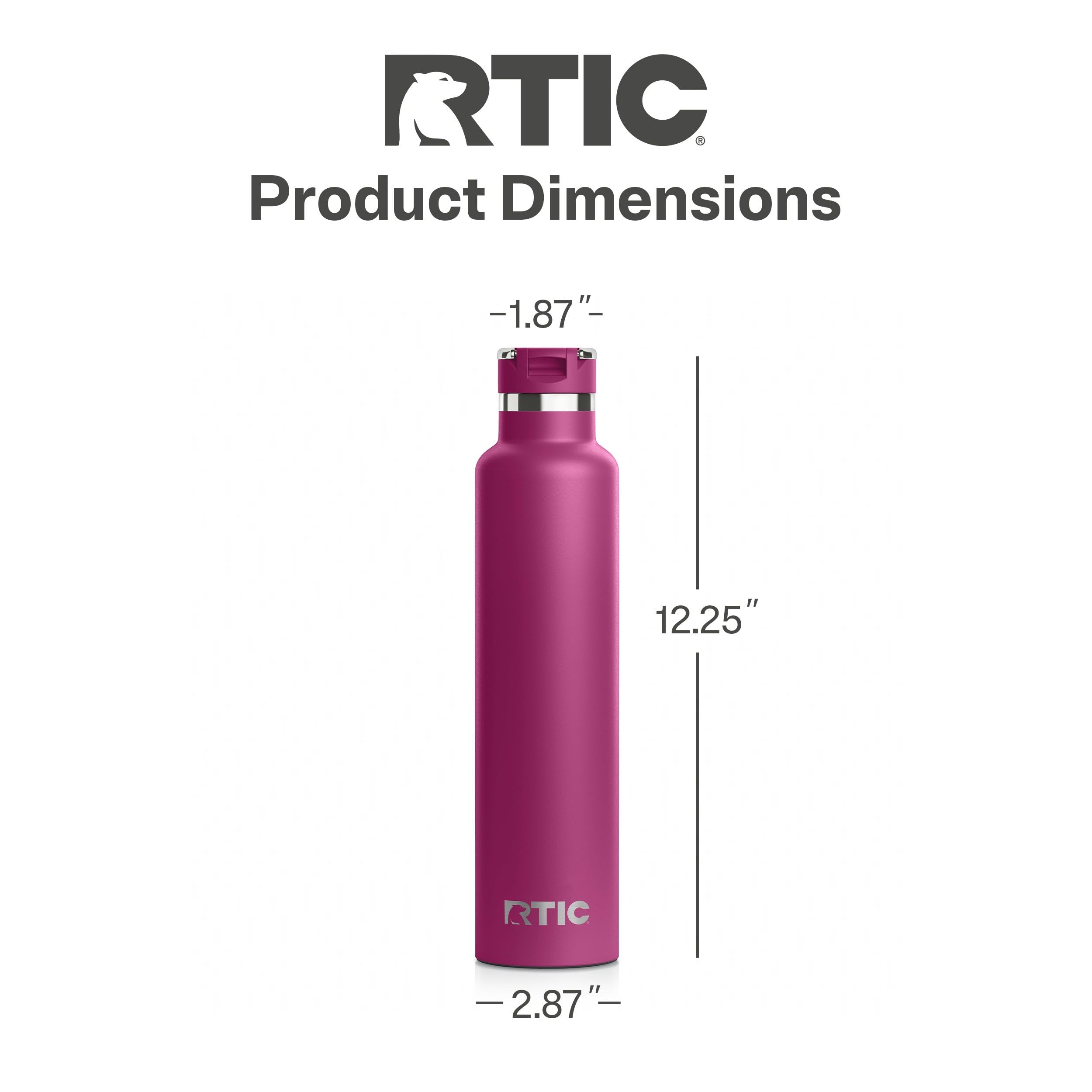 RTIC 26oz Journey Water Bottle, Ceramic Lined, Very Berry