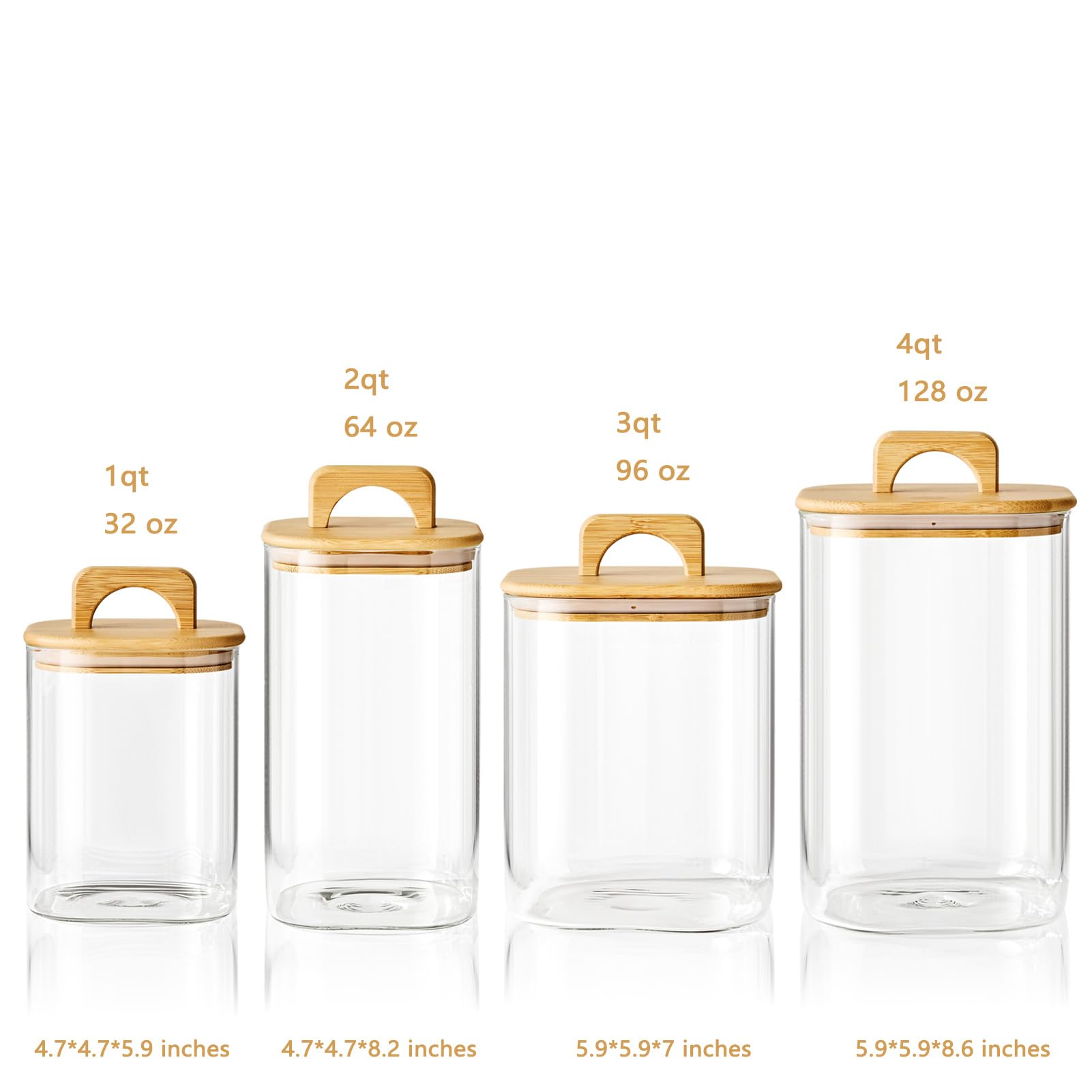 Sweejar 3 qt Glass Jars for Laundry Room Organization, 96 oz Laundry Pods Container, Glass Food Storage Jars with Airtight Lid, 2 Pack, Hand Lid