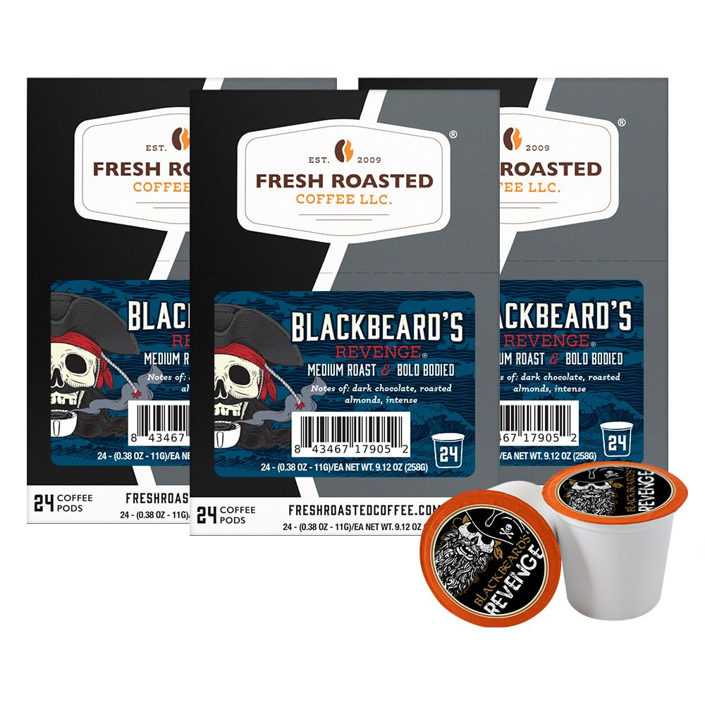 Fresh Roasted Coffee, Organic Bali Blue Moon K-Cup Pods for Keurig Brewers, Medium Roast, USDA Organic, Kosher, 24 Count (Pack of 3)