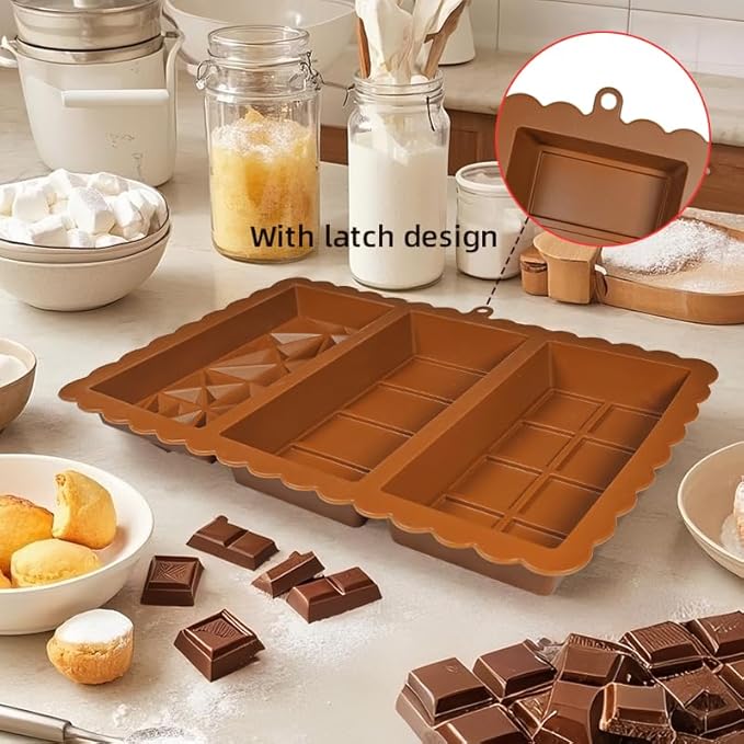 Chocolate Bar Mold - Food Grade Silicone Chocolate Molds, Non-Stick & Easy to Release Deep Mold for Dubai Pistachio Chocolates, Candy, Snacks, Desserts, Resin Art, Dishwasher Safe (1)