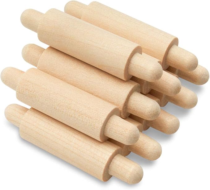 Wooden Mini Rolling Pin, 1-5/8 inches, Pack of 50, Perfect for Scrapbook Projects, Miniatures, Party Decor, and Crafts, by Woodpeckers