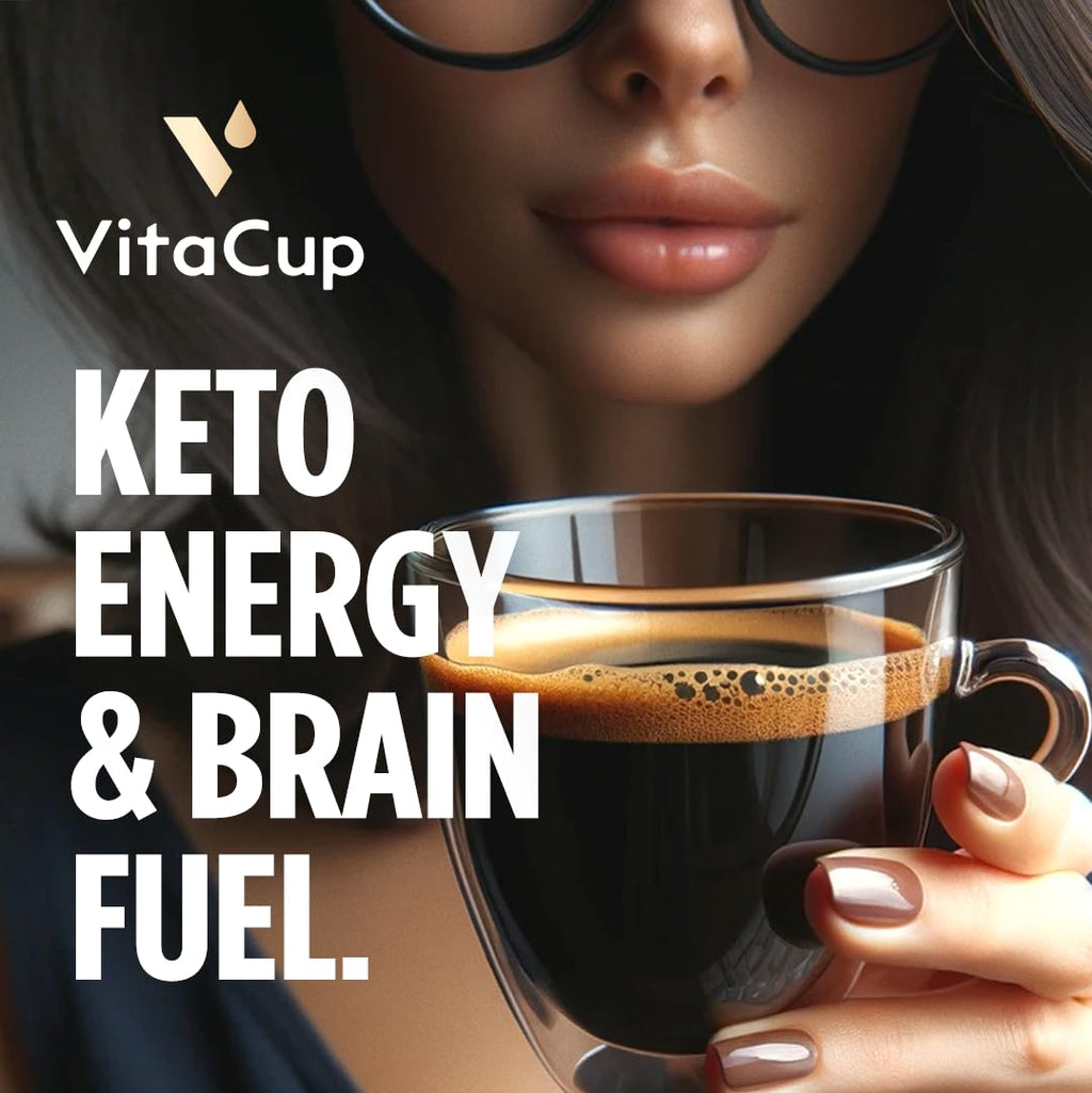 VitaCup Genius Keto Medium Dark Roast Ground Coffee, 40oz, 4 Bags