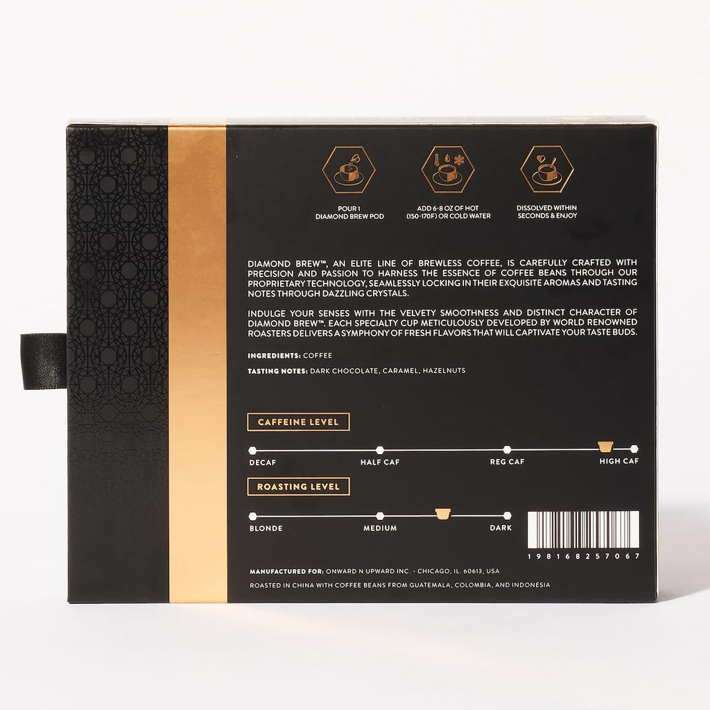 Diamond Brew Espresso, 160mg Caffeine, Hot/Iced Instant, 12 Count, Arabica