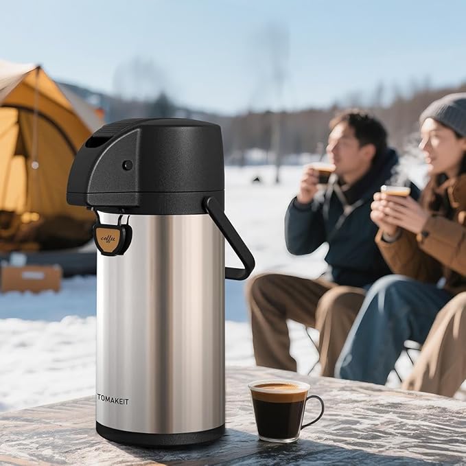Airpot Coffee Dispenser Thermal with Pump,3L/102 Oz Insulated Stainless Steel Large Airpot Coffee Carafe Lever Action for Hot/Cold Water,Thermal Carafe for Hot Cocoa for Parties