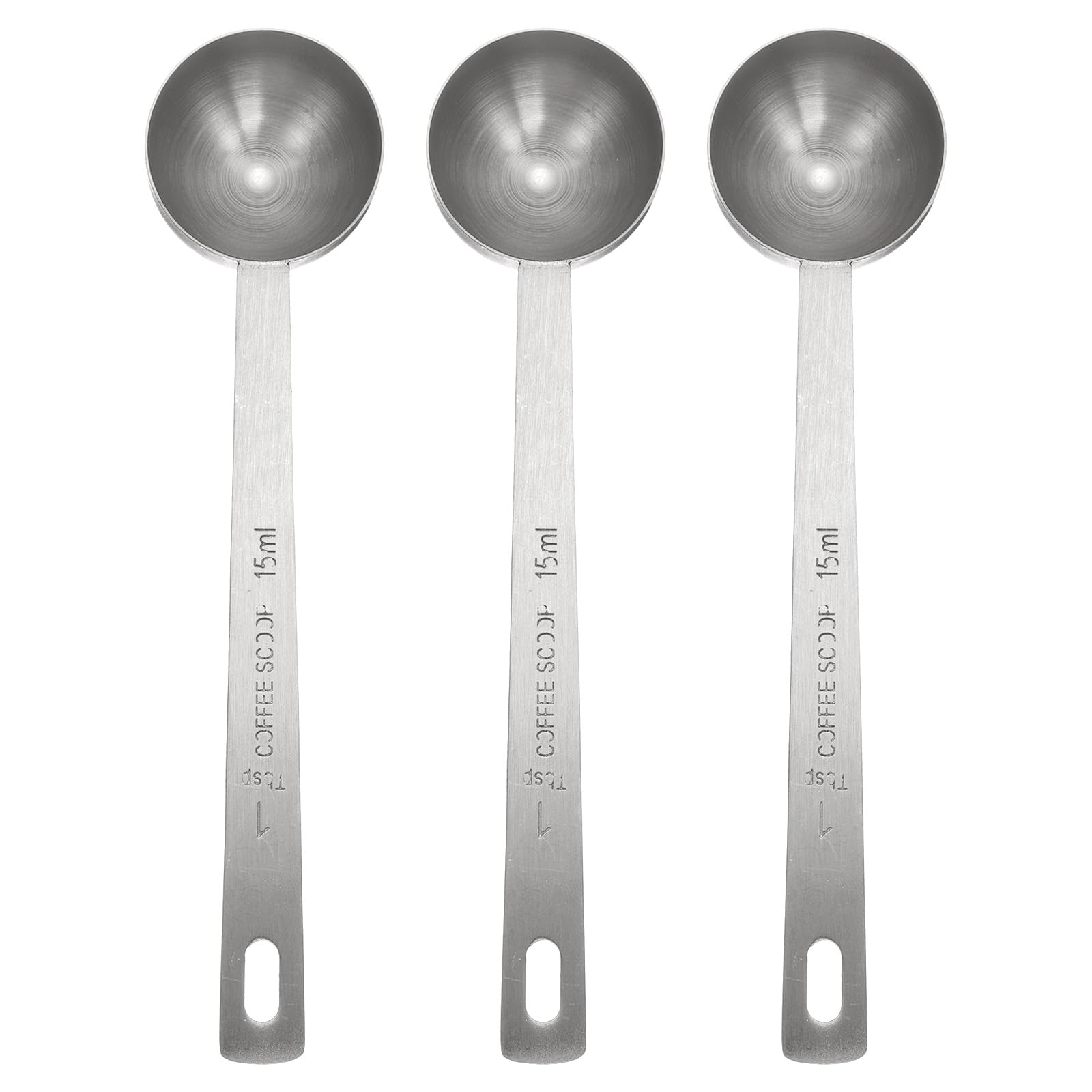 HARFINGTON 3pcs Coffee Scoop Spoon 1tbsp (3tsp, 15ml) 304 Stainless Steel Long Handle Teaspoon/Tablespoon Measuring Spoons Scoops for Tea Sugar Kitchen, Silver