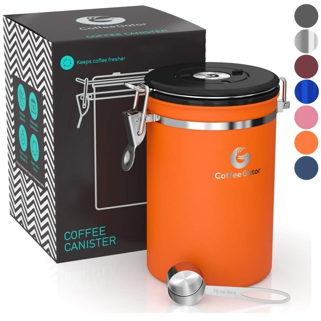 Coffee Gator Coffee Canister, 22oz Airtight Stainless Steel Container