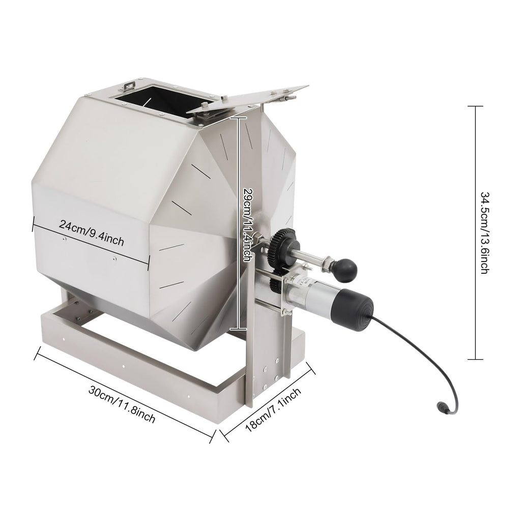 14.5L Coffee Roaster, Stainless Steel Electric Coffee Bean Roaster with Speed Controller 5-45 RPM, 14W Motor, Auto-matic Drum Type Nuts Coffee Bean Baking Machine, Home and Commercial Use Silver