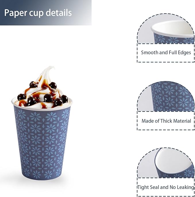240 Pack 10 oz Disposable Paper Coffee Cups, Hot/Cold Beverage Drinking Cups 10 OZ, Navy Floral Paper Hot Coffee Cups for Party, Picnic, Travel, and Events.