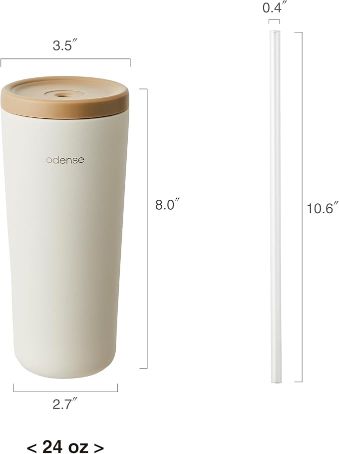 Odense Legodt Straw Tumbler 24oz - Double Stainless Vacuum Insulated Tumbler with Lid & Straw - Travel Mug, Water Bottle for Iced Coffee & Iced Tea, Cold Drinks, Dishwasher Safe(Tangerine Yellow)