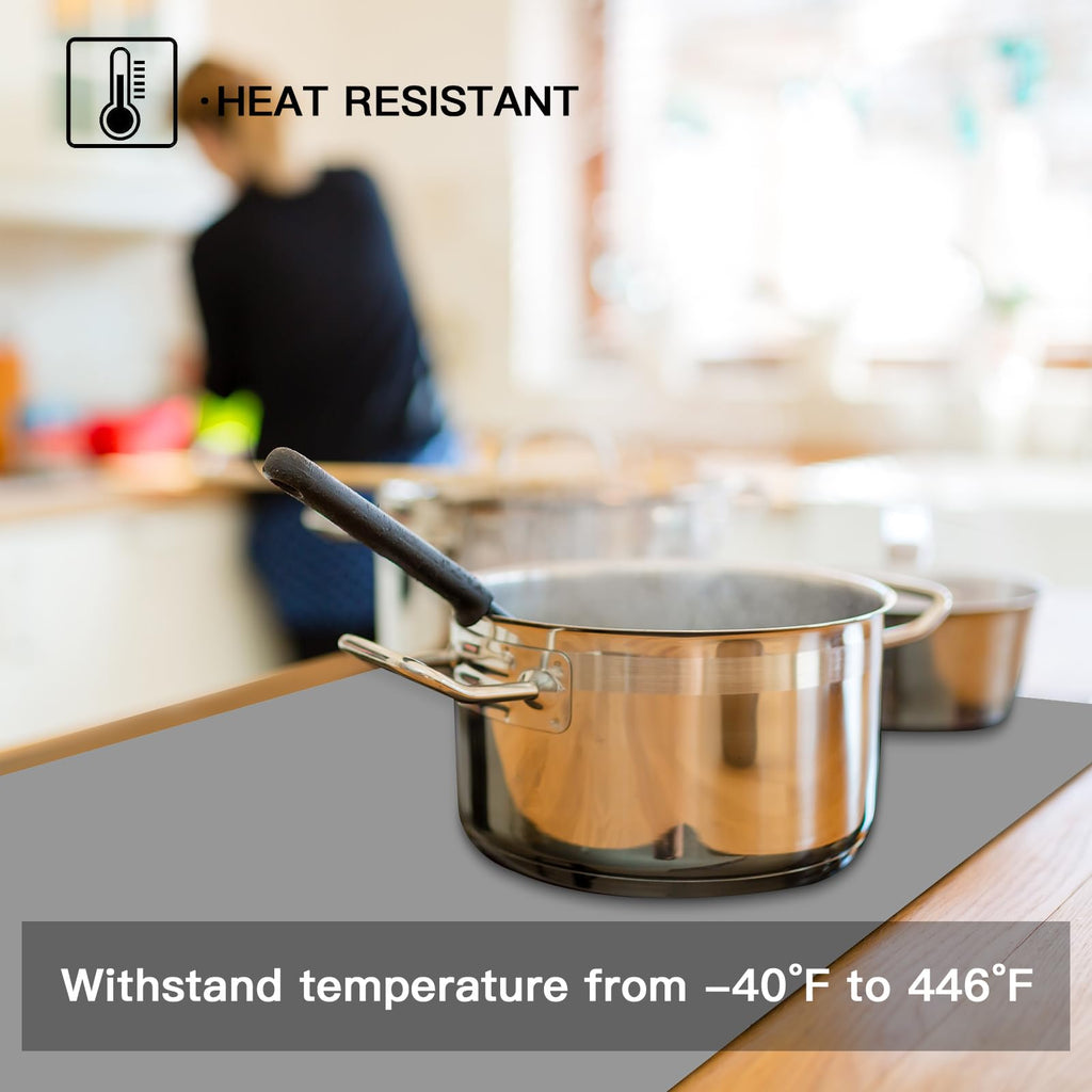 Silicone Mats for Kitchen Counter, 47.3"x23.6"x0.08" Largest Heat Resistant Mat Kitchen Island Waterproof 2MM Thick Countertop Protector Mat Nons-slip Extra Large Counter Mat (Black)