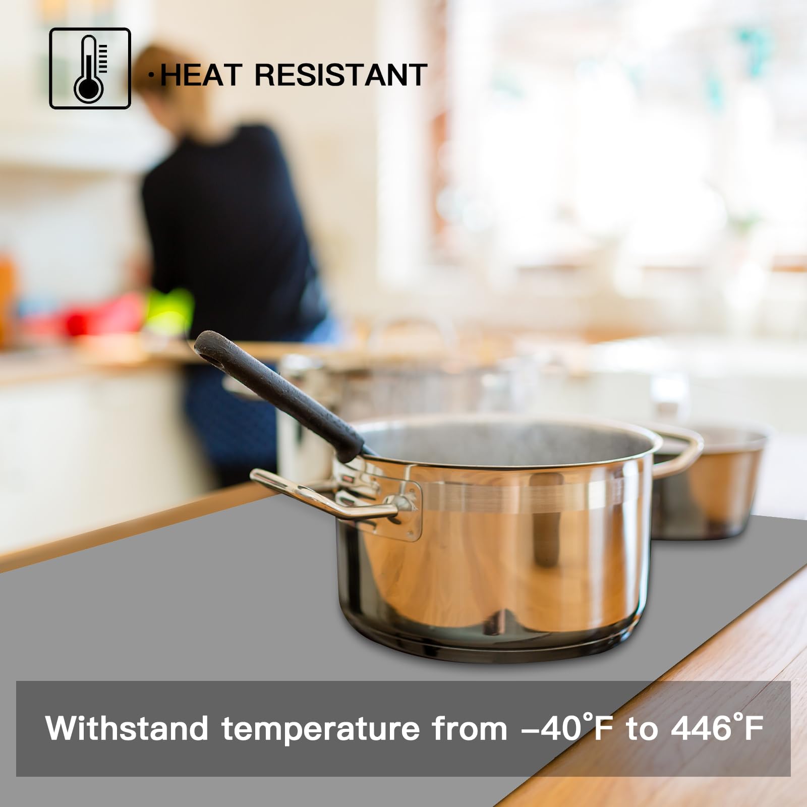 Silicone Mats for Kitchen Counter, 47.3"x23.6"x0.08" Largest Heat Resistant Mat Kitchen Island Waterproof 2MM Thick Countertop Protector Mat Nons-slip Extra Large Counter Mat (Black)