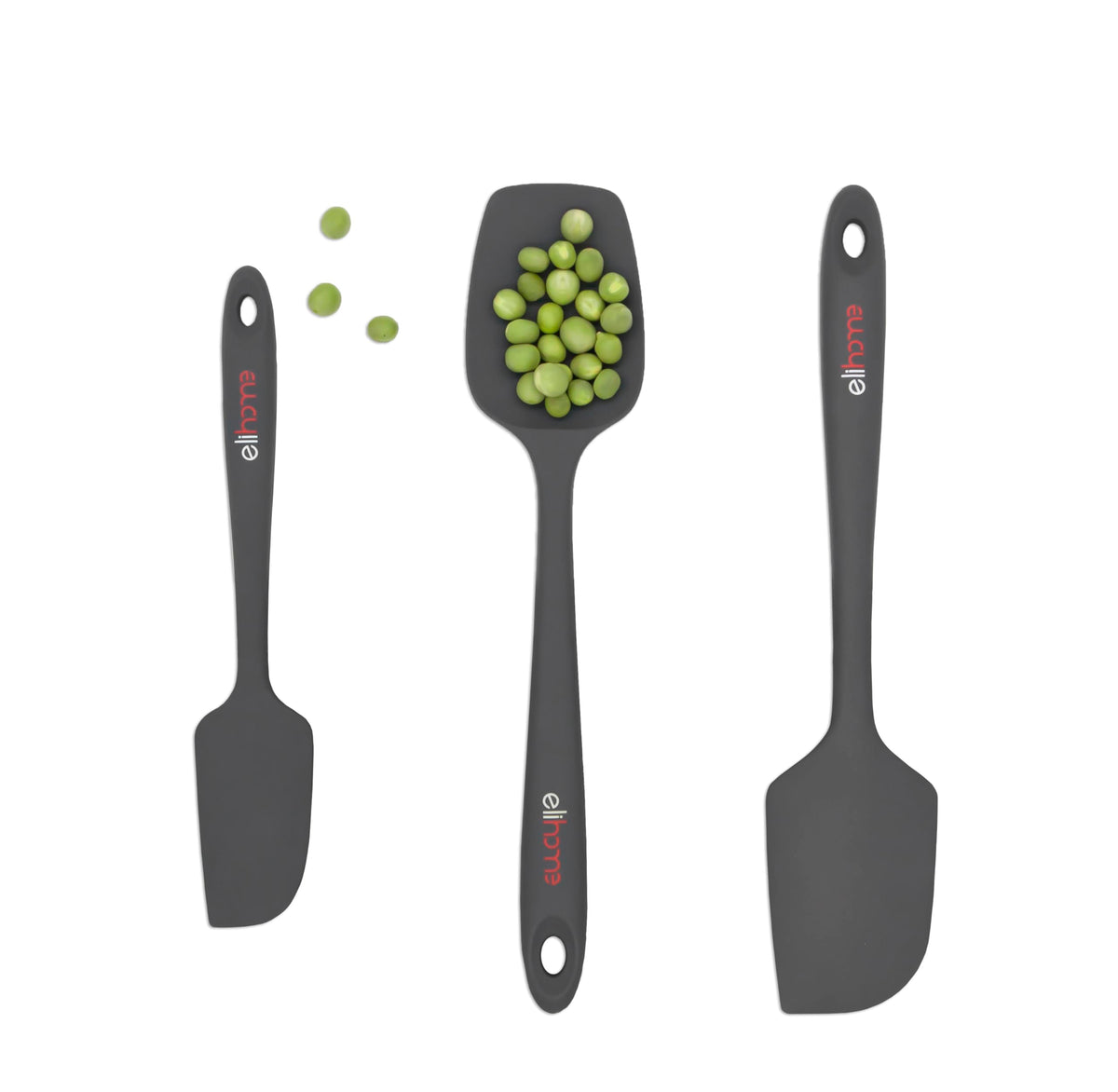 Elihome Chef Series 3 Piece Silicone Spatula Set - 600°F Heat Resistant Non Stick Rubber Kitchen Scraper Spatulas for Cooking, Baking, and Mixing – BPA Free and LFGB Certified Silicone (Grey)