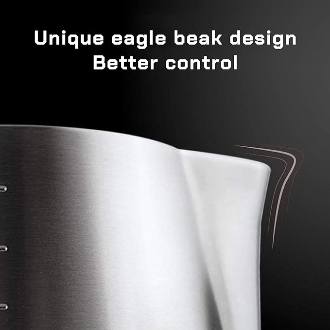 Milk Frothing Pitcher Steaming Pitchers Stainless Steel Milk/Coffee/Latte/Cappuccino Steam Pitchers Milk Jug Cup (350ml/12oz Set)