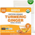 HANDPICK, Organic Turmeric Ginger Tea, 100 Eco-Conscious Tea Bags | Caffeine Free, Gluten Free, Non-GMO | 100% Pure Herbal Blend - Savory & Spicy