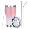 MEZMUT 20oz Insulated Tumbler with Lid Straw Travel Coffee Mug (Pink/White)