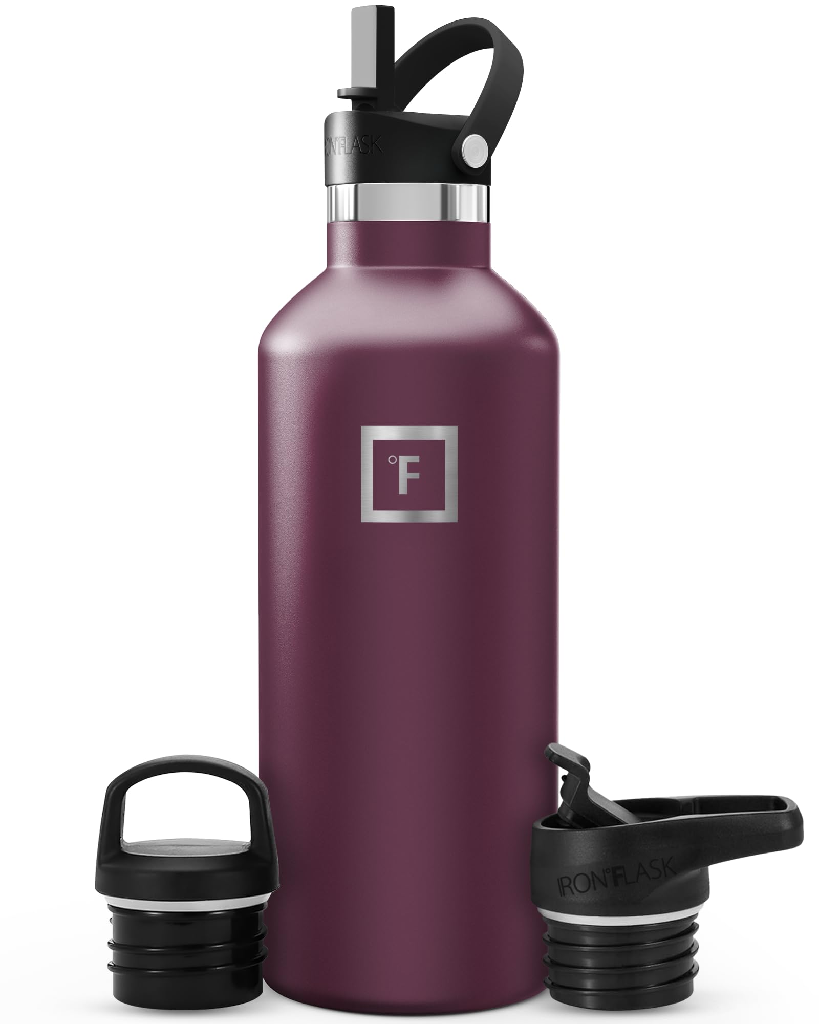 IRON °FLASK 32 oz Narrow Mouth Water Bottle with 3 Lids