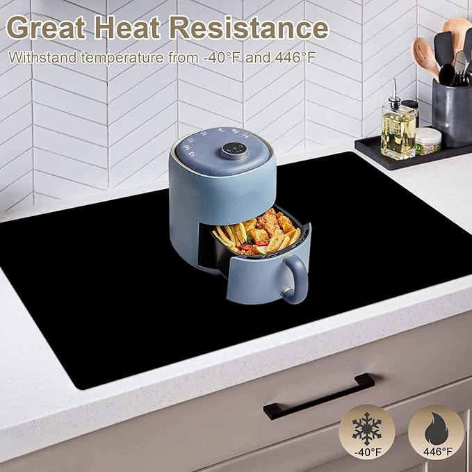 2 Pack 23.62"x15.74"(60cmx40cm) Silicone Kitchen Counter Mats, Heat Resistant Mat, Non-Slip Countertop Protector, Waterproof Nonstick Multipurpose Mat, Semitransparent
