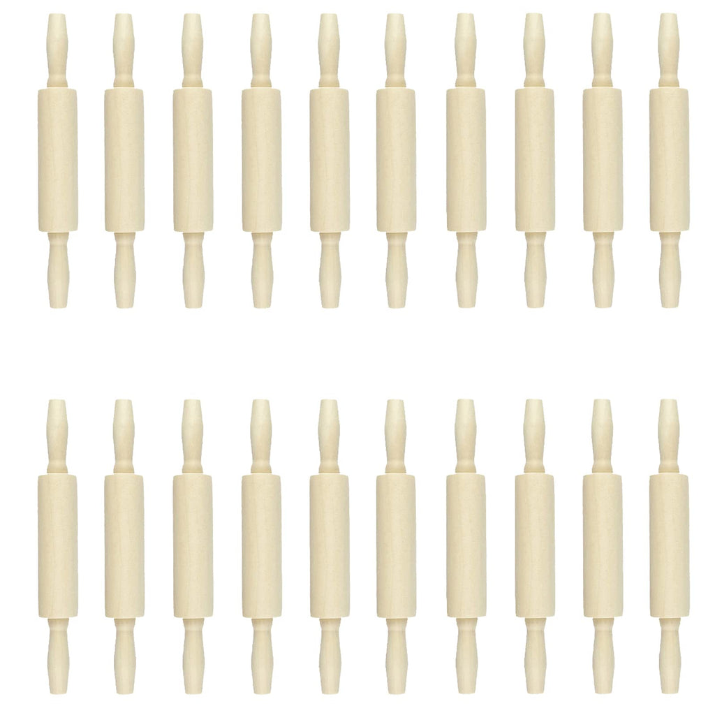 Miokun 20 Pack Wood Small Rolling Pin for Kids, 7.9 Inch Kids Rolling Pin for Home Kitchen
