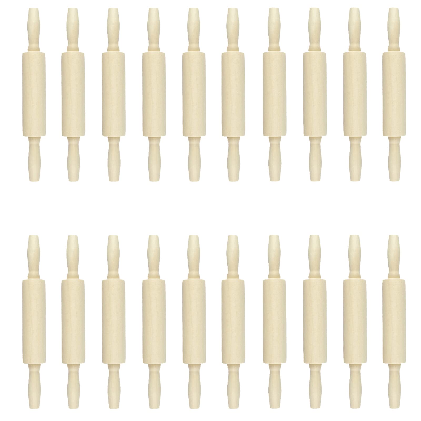 Miokun 20 Pack Wood Small Rolling Pin for Kids, 7.9 Inch Kids Rolling Pin for Home Kitchen