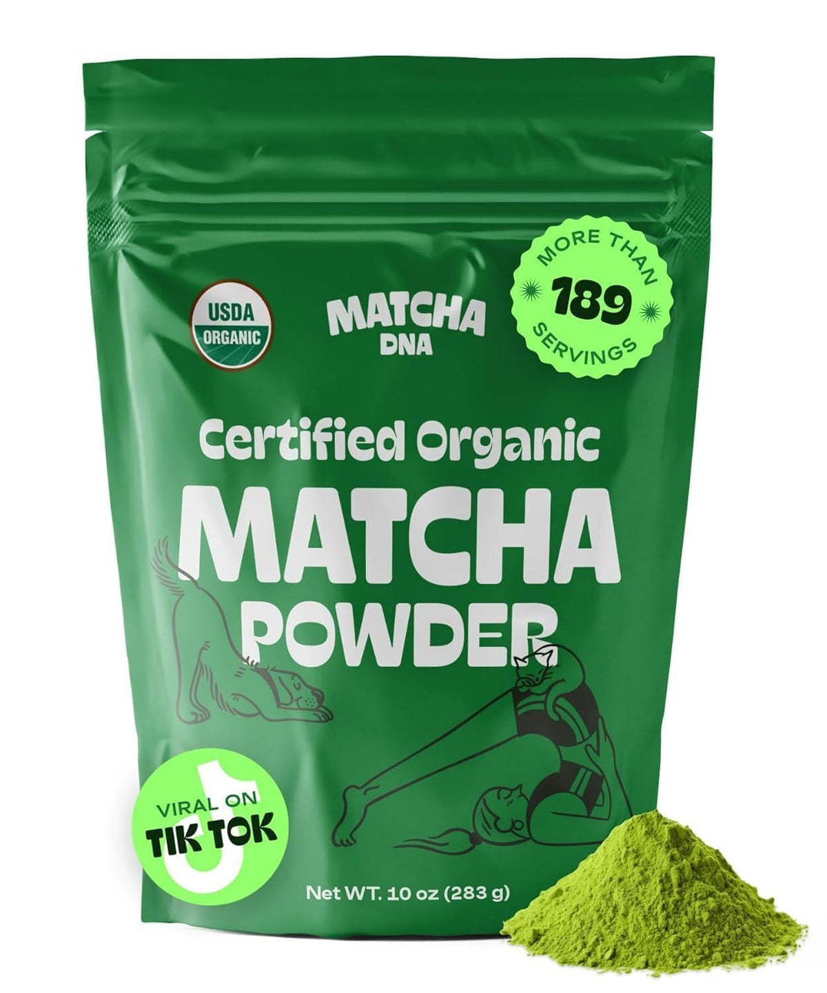 Matcha DNA Certified Organic Matcha Powder, 16 oz Bag, Green Tea for Lattes