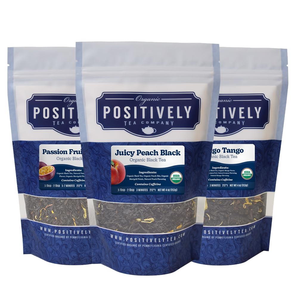 Positively Tea, Organic Dessert Tea Sampler, Loose Leaf, 4 Ounce, 3 Pack