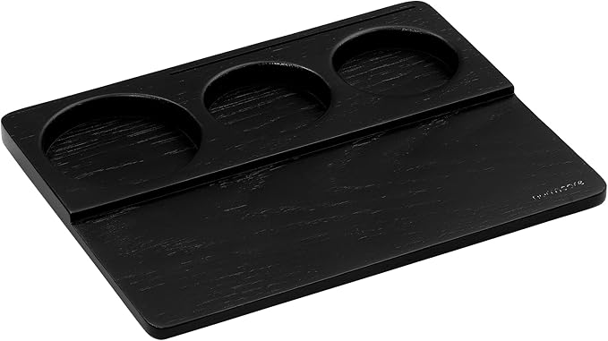 Normcore Tamping Station - Black Oak Wood Espresso Tamping Mat - Wooden Tamping Mat for 51/54/58mm Portafilter, Tamper, Distributor, Puck Screen and Portafilter - Natural Black Stained Oak Wood
