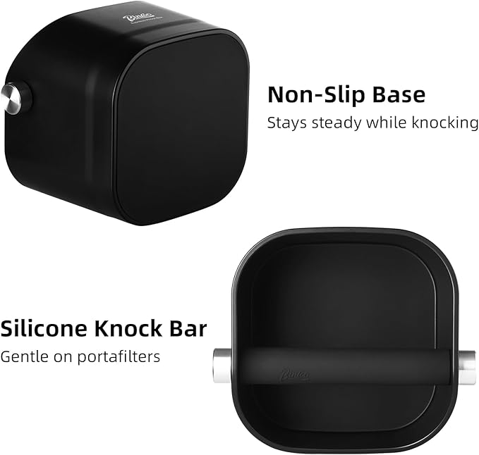 Espresso Knock Box - Bincoo Blue Espresso Machine Knock Box/Espresso Grounds Knock Box, Barista Style Coffee Knock Box for Grounds with Removable Shock-Absorbent Knock Bar and Anti-Slip Base. (Blue)