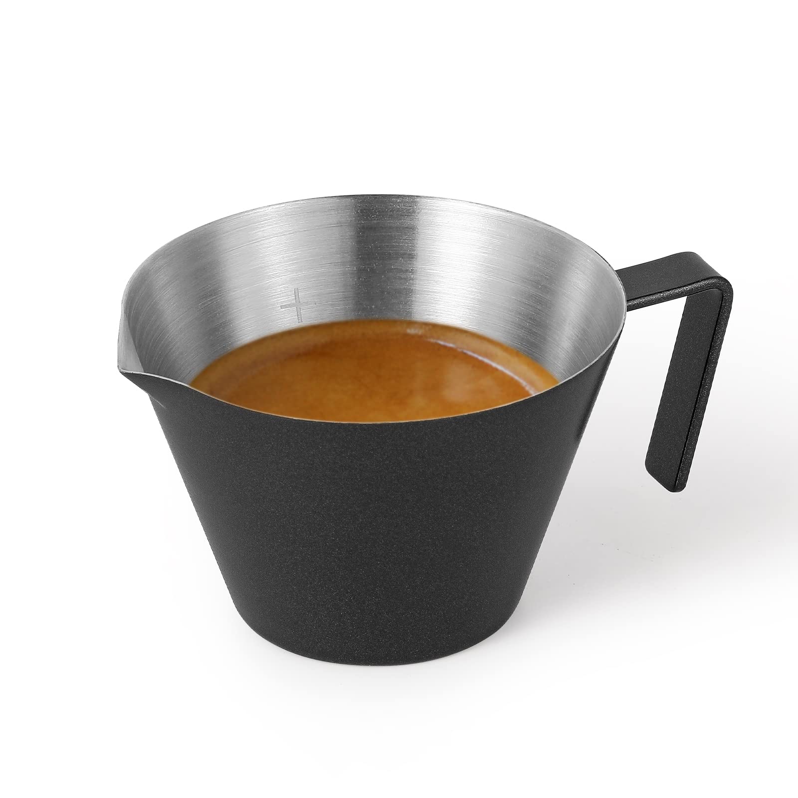 MHW-3BOMBER Espresso Measuring Cup 2oz Espresso Shot Cup Stainless Steel Sauce Cups with Handle for Tomato Sauce|Steak Sauce|Desserts|Beverages (Matte Black) G5141B