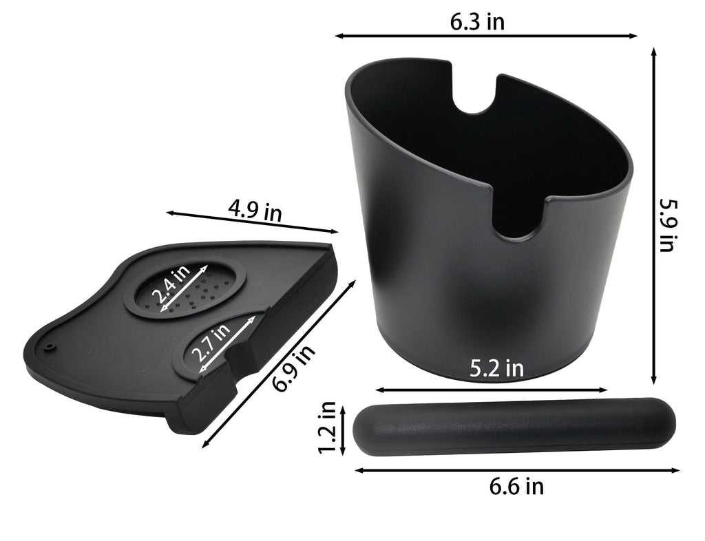 IAOSEN 6.3 inch Large Espresso Knock Box Silicone coffee Tamper Mat Espresso Machine Accessories Set of 2 with Removable Knock Bar and Anti-Slip Base for Home Office Barista Tools for Bar Shop