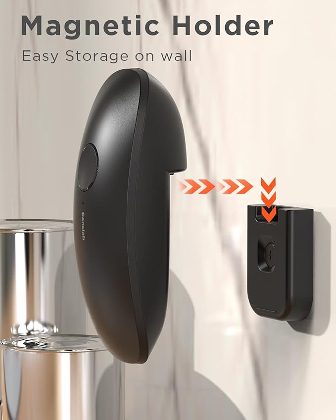Ultrablade - USB Rechargeable Electric Can Openers for Senior with Arthritis- Automatic Kitchen Can Opener for Any Size Can, Smooth Edge, Small Handsfree One Touch Opener, Wall Mounted,White