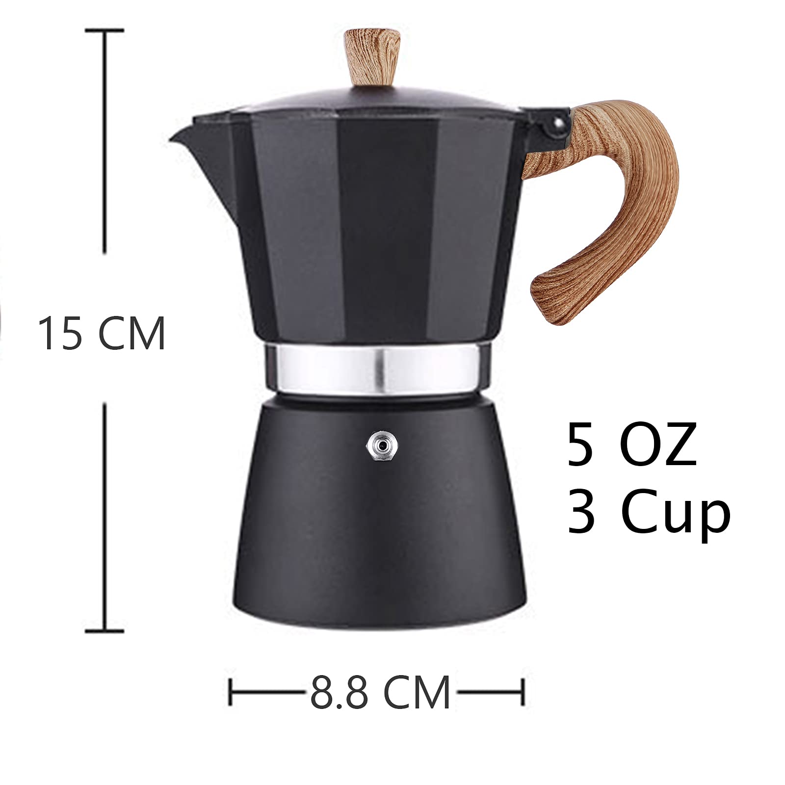 AIFUSI Moka Pot, Italian Coffee Pot 3 Cup/5 oz Stovetop Espresso Maker Stovetop Camping Manual Cuban Coffee Percolator Machine Italian Espresso Greca Coffee Maker Brewer Percolator