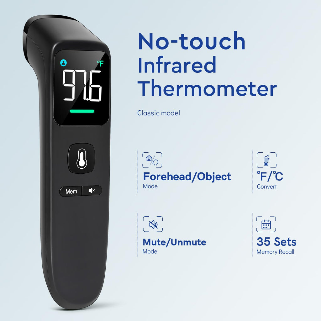Viproud Touchless Thermometer for Kids and Adults, 1-Second Reading, Black