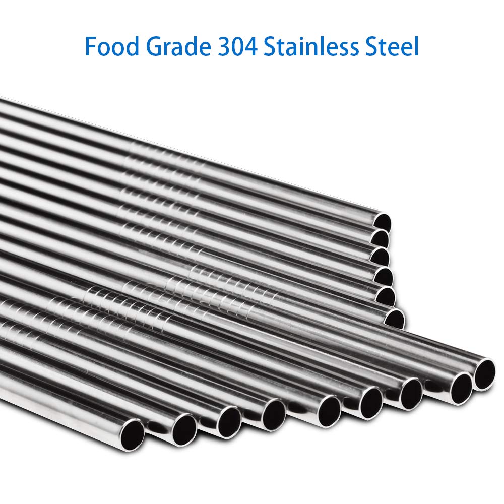 Tomorotec 24 PCS Straight & Bent Stainless Steel Straws for Tumblers, 10.5”