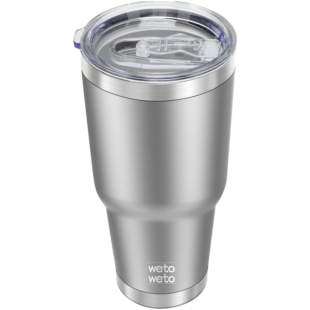 WETOWETO 30oz Tumbler, Stainless Steel Vacuum Insulated Water Coffee Tumbler Cup, Double Wall Powder Coated Spill-Proof Travel Mug Thermal Cup for Home Outdoor (Stainless, 1 Pack)