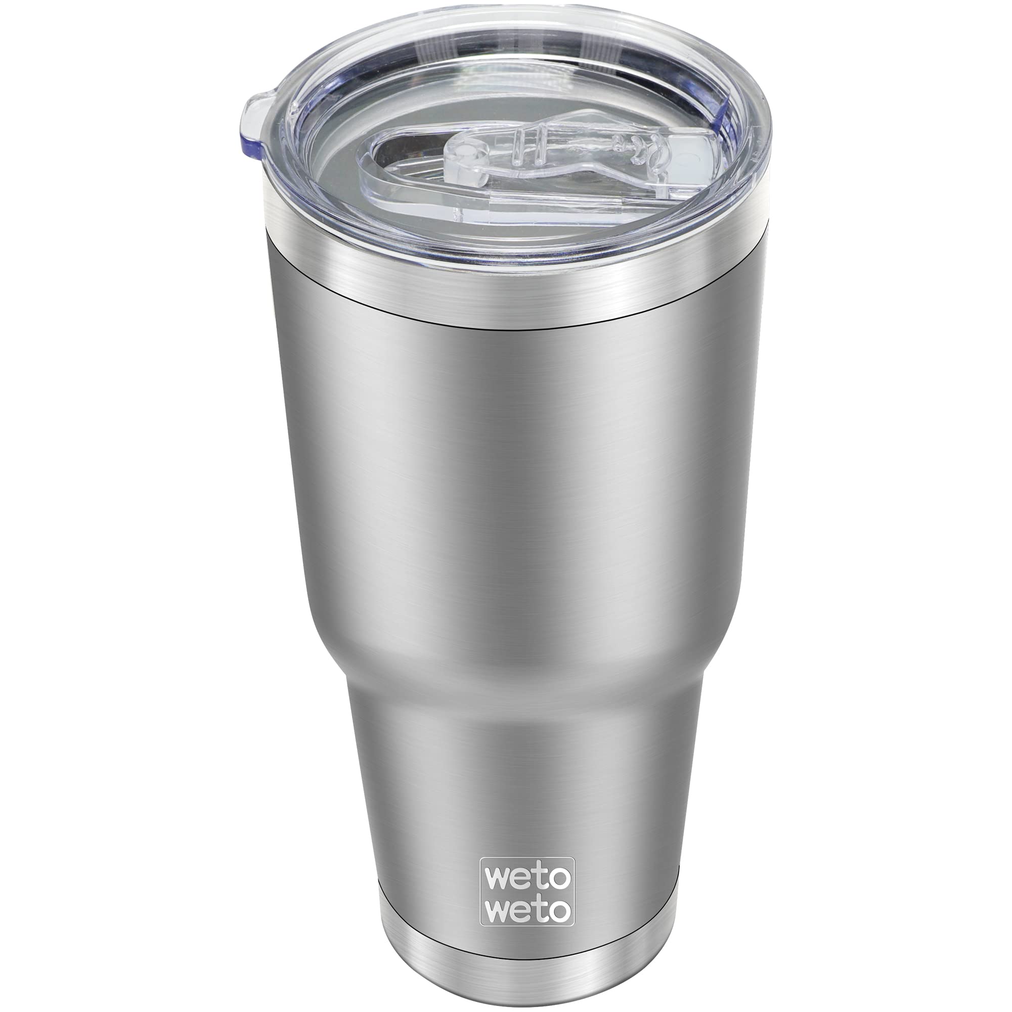 WETOWETO 30oz Tumbler, Stainless Steel Vacuum Insulated Water Coffee Tumbler Cup, Double Wall Powder Coated Spill-Proof Travel Mug Thermal Cup for Home Outdoor (Stainless, 1 Pack)