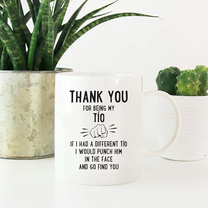 Andaz Press Funny Family 11oz. Coffee Mug Gift, Thank You for Being My Tío, Punch in Face, 1-Pack, Christmas Birthday Drinking Cup Present Ideas