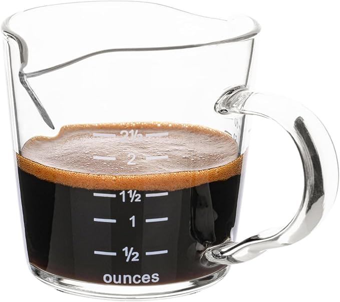 Espresso Shot Glass 70ML/2.3OZ Triple Pitcher Barista Double Spouts With Pouring Handle (1 Pack)