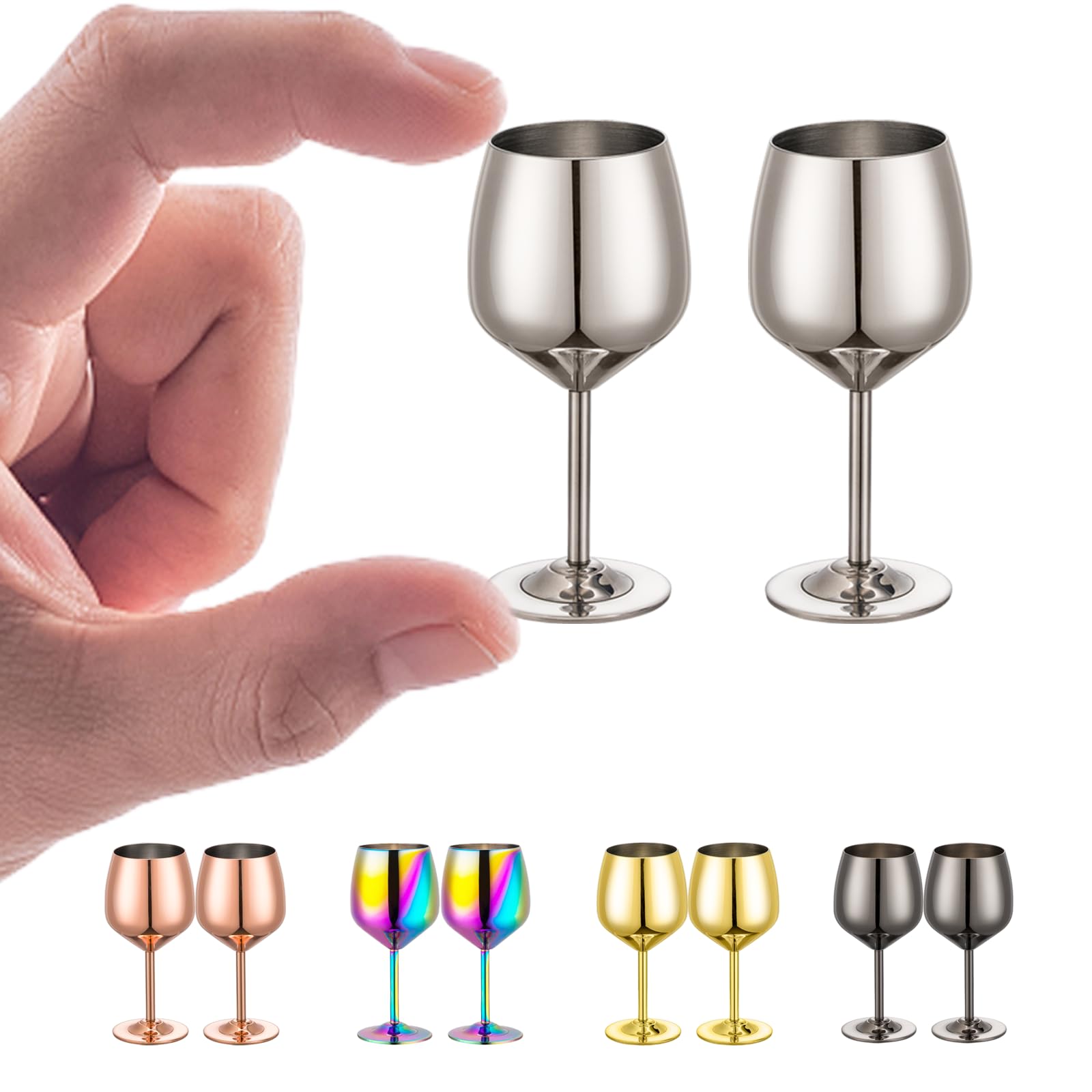 UNISWEET Shot Glasses, 2 oz Shot Glass Set, Stainless Steel Shot Glasses, Mini Wine Glass Perfect for Tasting Brandy,Suitable for family dinner party, bar tools, gifts(set of 2) (Silver)
