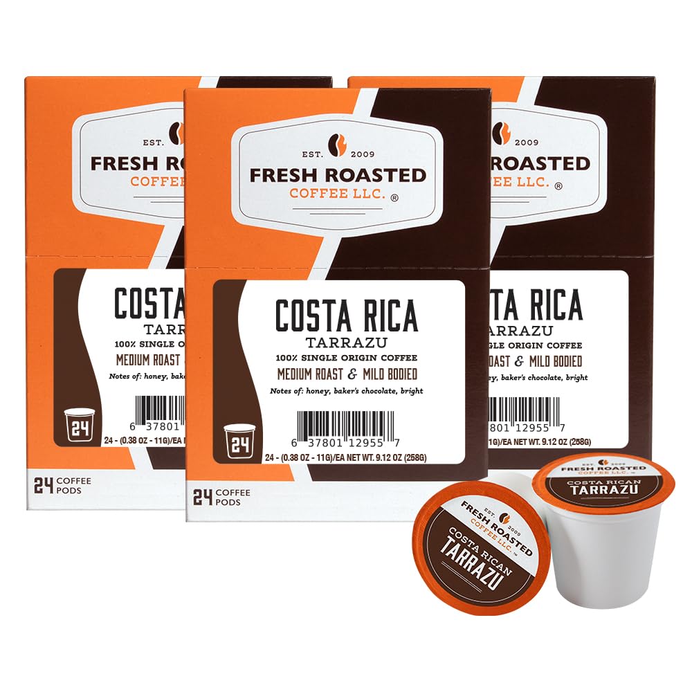 Fresh Roasted Coffee, Organic Bali Blue Moon K-Cup Pods for Keurig Brewers, Medium Roast, USDA Organic, Kosher, 24 Count (Pack of 3)