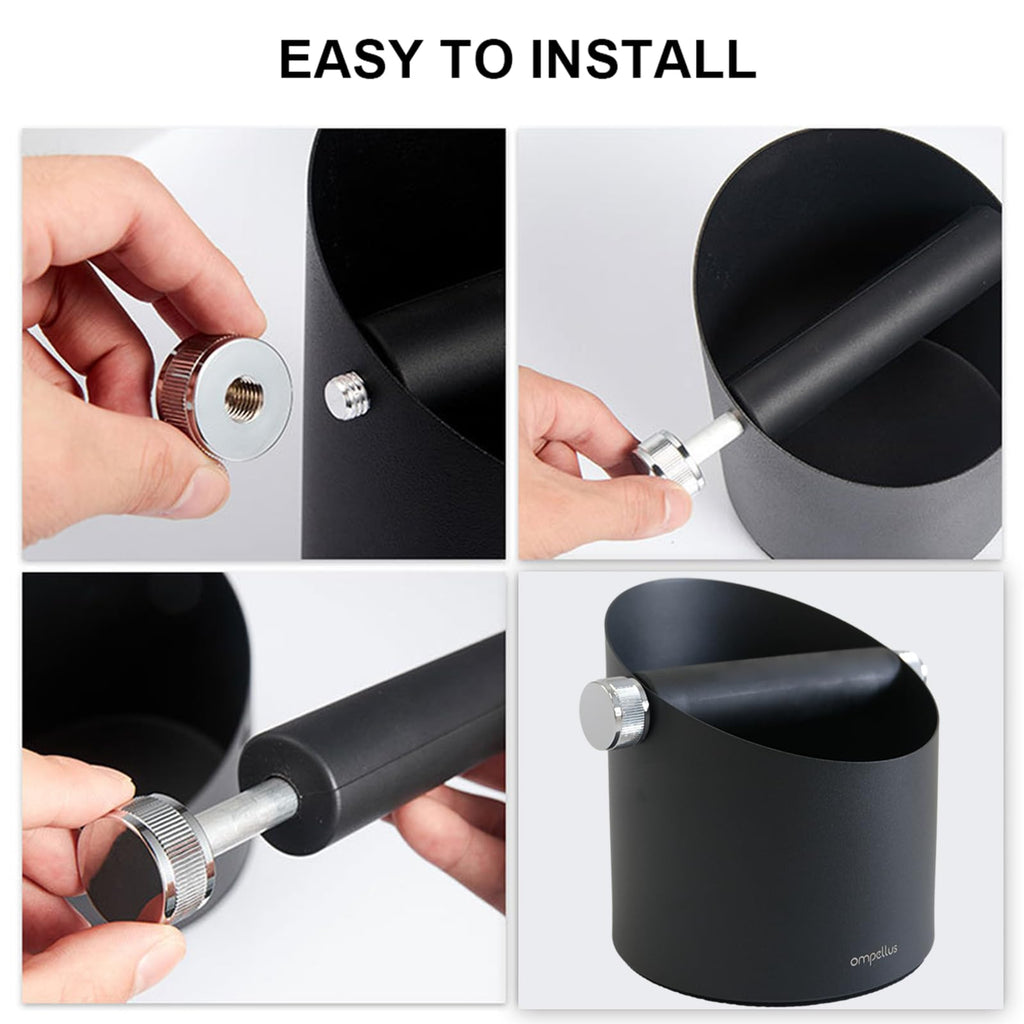 Ompellus Espresso Knock Box, Stainless Steel Coffee Puck Knock Box (Black)