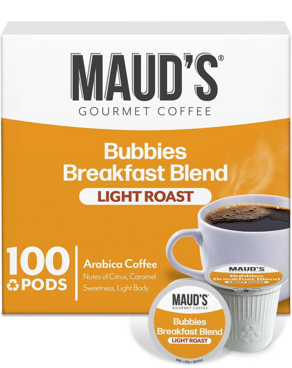 Maud's Breakfast Blend Light Roast Coffee Pods, 100ct