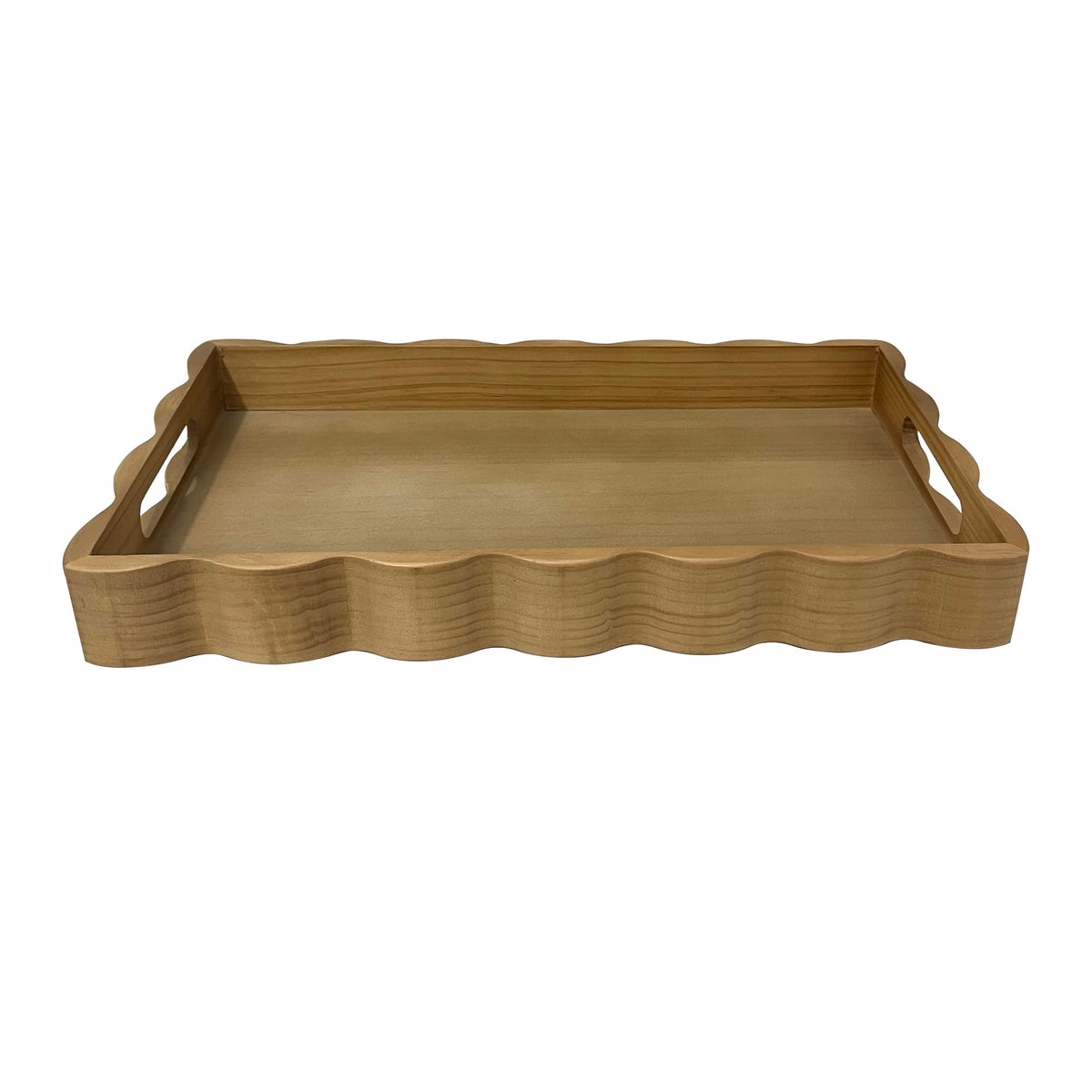 JUIOETURPine Wood Decorative Tray with Handle Rectangular Wooden Serving Tray for Breakfast in Bed,Coffee Table,Dining Table,or Kitchen - Perfect for Living Room,Bedroom,and Entryway Decor (Brown)