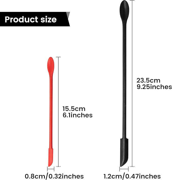 Mini Spatula Silicone Spatula Set - 2pcs Small Makeup Scrapers for Cosmetics, Reusable Beauty Tiny Tools, Thin Jar Scraper, Get Last of Makeup Out, Black and Red