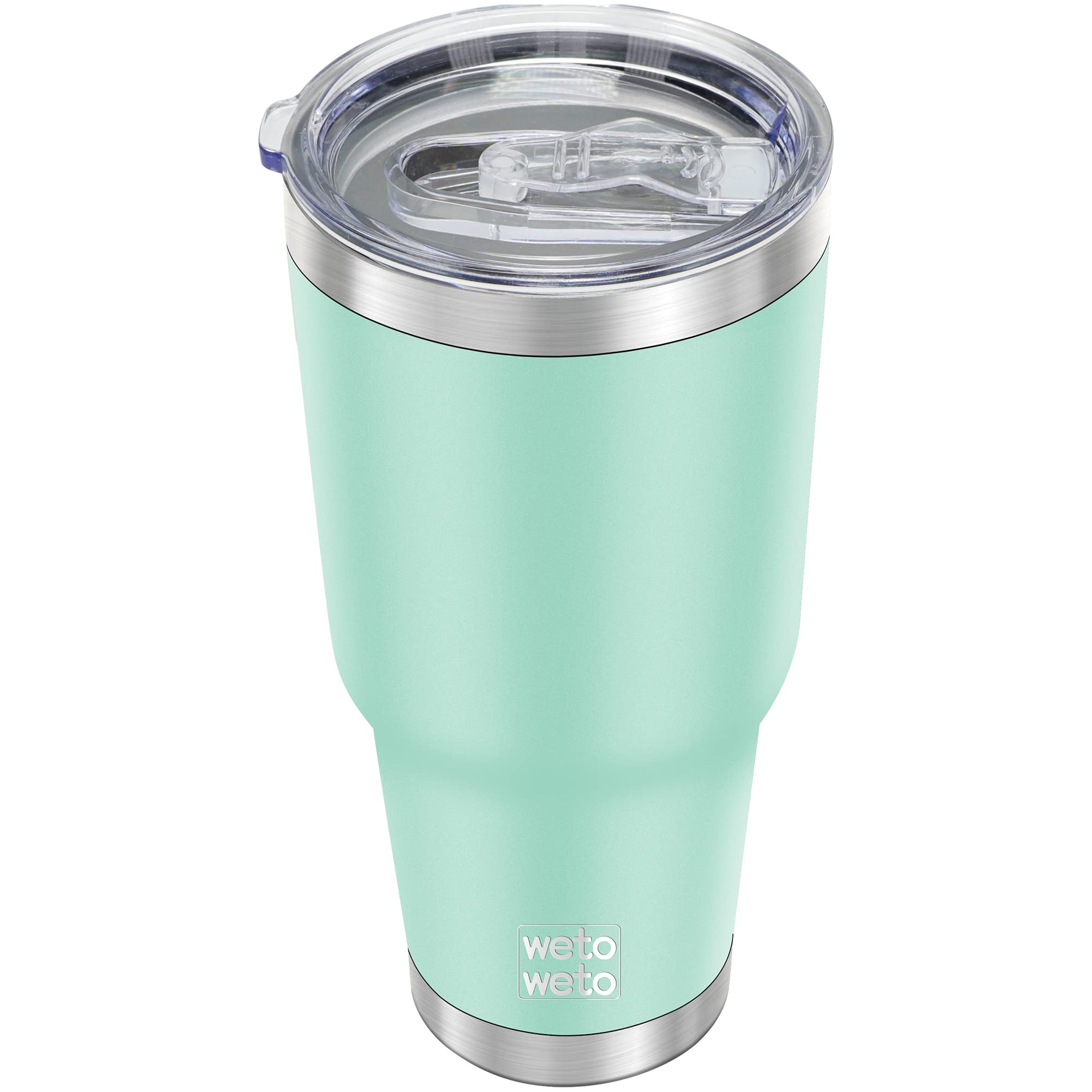 WETOWETO 30oz Tumbler, Stainless Steel Vacuum Insulated Water Coffee Tumbler Cup, Double Wall Powder Coated Spill-Proof Travel Mug Thermal Cup for Home Outdoor (Light Green, 1 Pack)