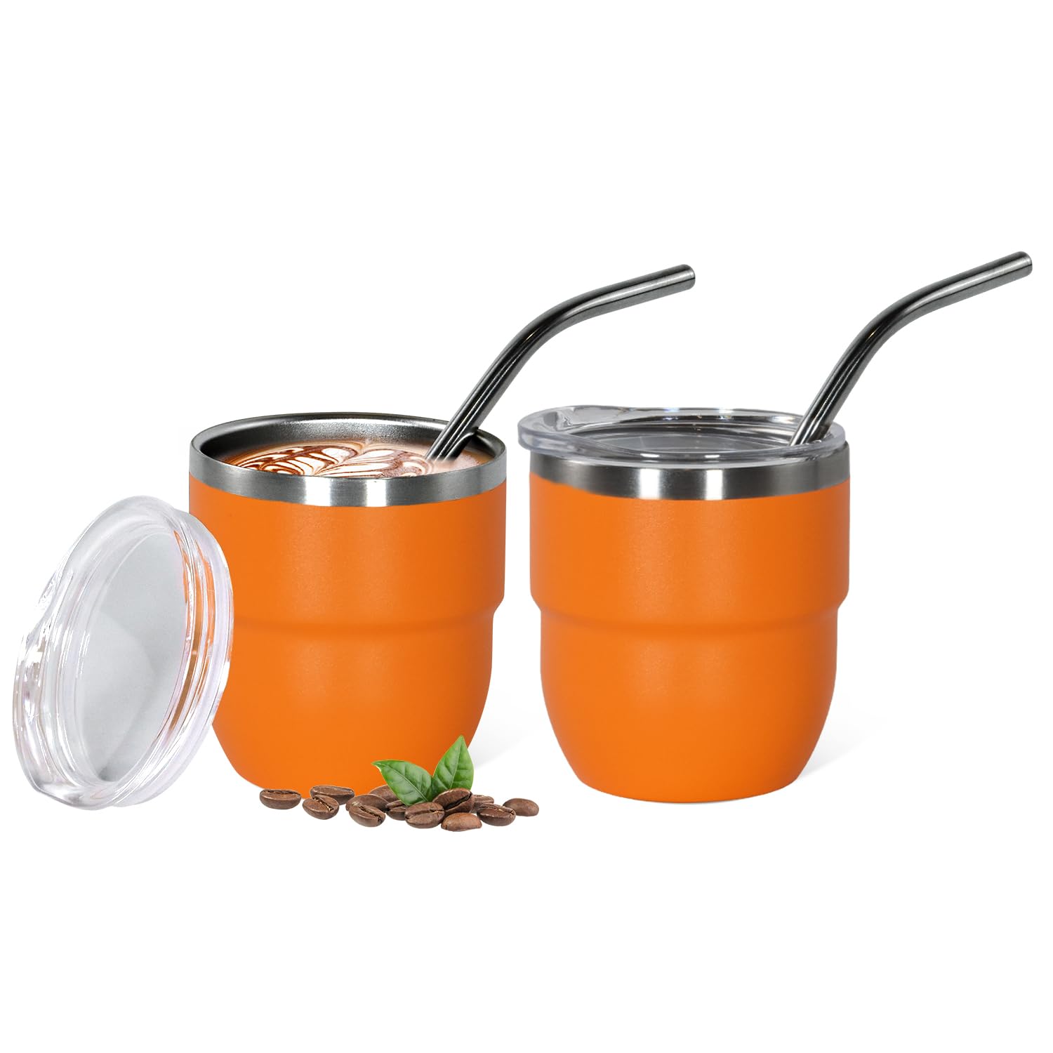 CHLJAR Espresso Cups, 4oz Insulated Espresso Cup Set of 2, Espresso Shot Cups, Stainless Steel Espresso Glasses, Stackable Mini Tumbler, Small Cup for Coffee