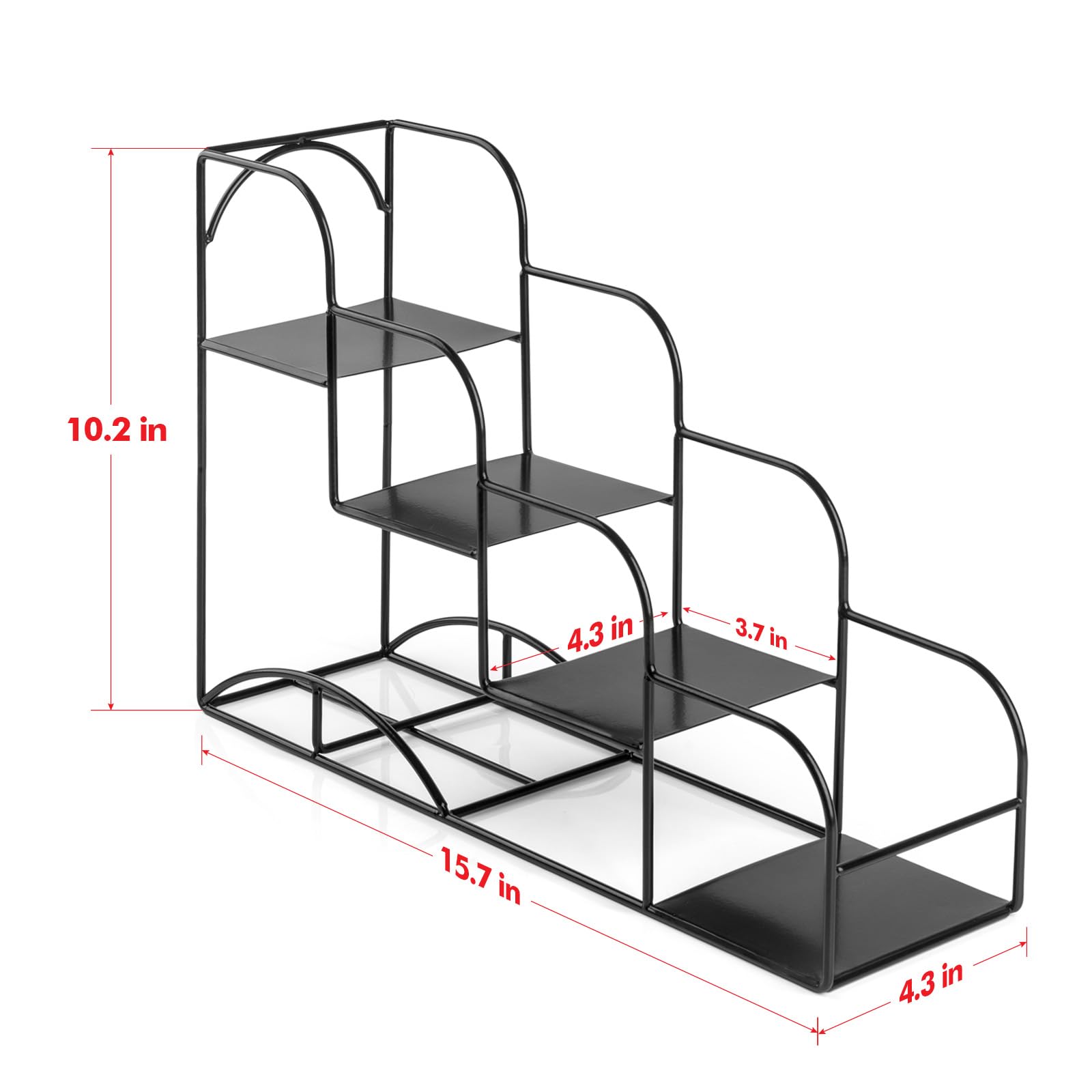 Syrup Rack for Coffee Bar Accessories, Iron 4 Compartment Bottle Organizer, Countertop Display Storage Shelf Bottle Stand, Metal Coffee Bar Organizer for Wine, Kitchen, Holds 4 Bottles