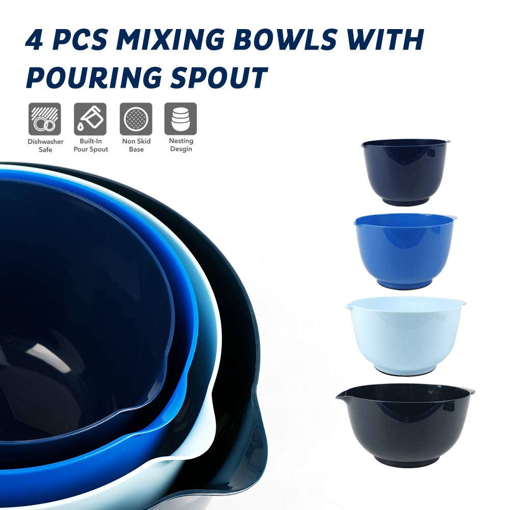 BoxedHome Classic Mixing Bowls Set of 4, BPA Free Plastic, Microwave Safe
