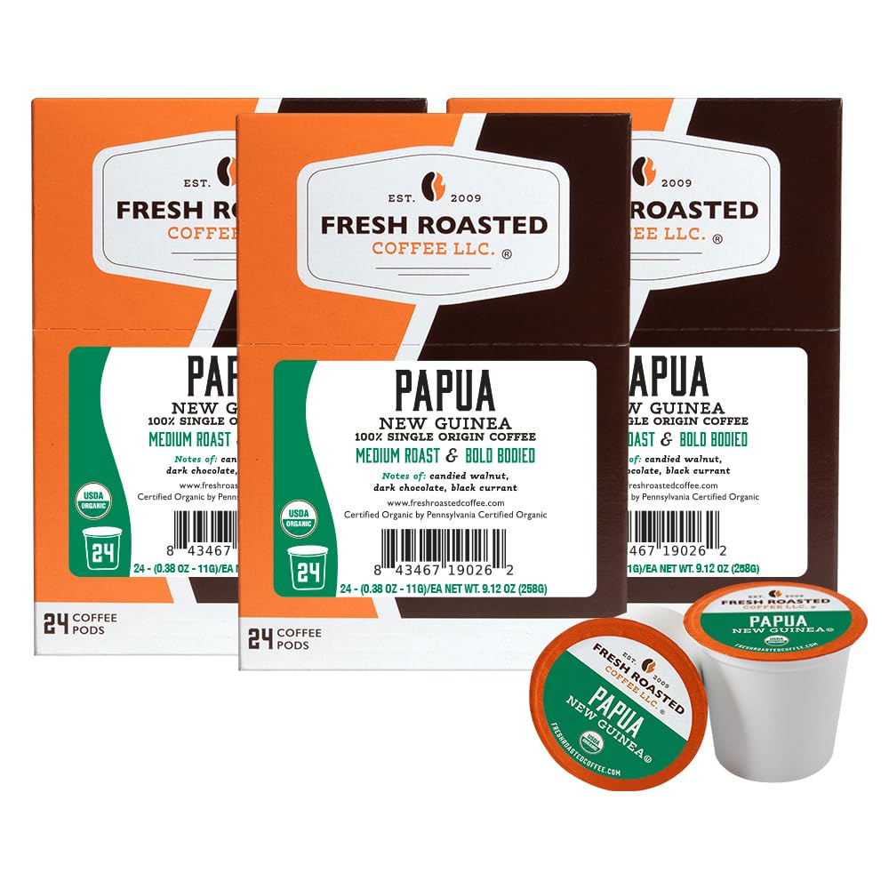 Fresh Roasted Coffee, Organic Bali Blue Moon K-Cup Pods for Keurig Brewers, Medium Roast, USDA Organic, Kosher, 24 Count (Pack of 3)