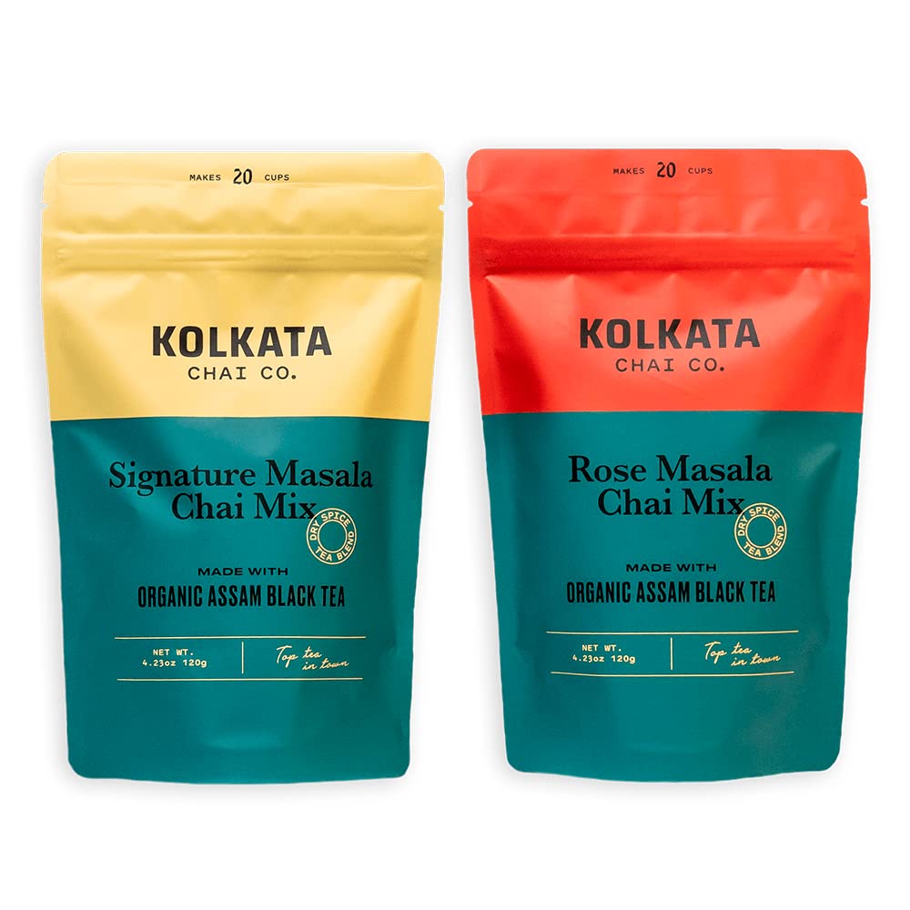 Kolkata Chai Signature Masala Chai mix, 100% Organic Black Tea, Makes 20 cups, Premium loose leaf tea and spice blend, All Natural, 4.23 oz
