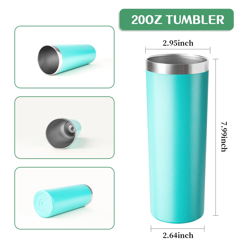 FristChoice 20 oz Skinny Tumbler with Lid and Straw,Stainless Steel Vacuum Insulated Tumbler Cup Double Wall Leak-proof Coffee Mug,Travel Thermal Water Tumbler for Home,Office,Outdoor(Teal,1)
